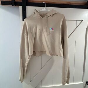 Women's Beige Cropped Hoodie
